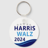 Harris Walz 2024 voor President Blue Wave Sleutelhanger (Achterkant)