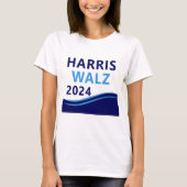Harris Walz 2024 voor President Blue Wave T-shirt (Voorkant)