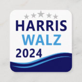 Harris Walz 2024 voor President Blue Wave Vierkante Visitekaartje (Voorkant)