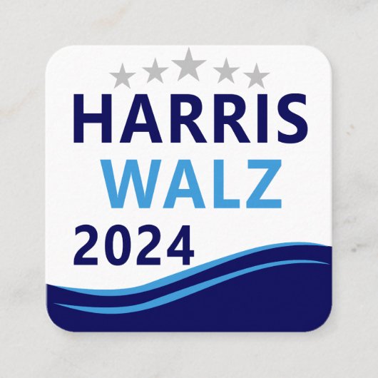 Harris Walz 2024 voor President Blue Wave Vierkante Visitekaartje (Voorkant)