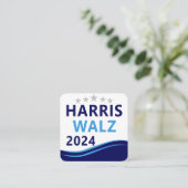 Harris Walz 2024 voor President Blue Wave Vierkante Visitekaartje (Staand voorkant)