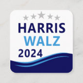 Harris Walz 2024 voor President Blue Wave Vierkante Visitekaartje (Achterkant)