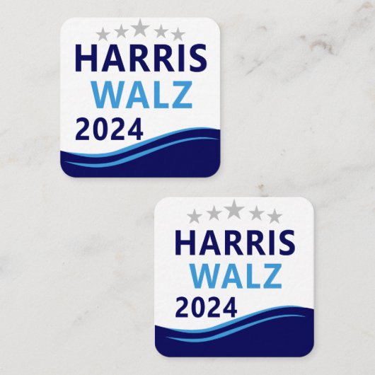 Harris Walz 2024 voor President Blue Wave Vierkante Visitekaartje (Voorkant / Achterkant)