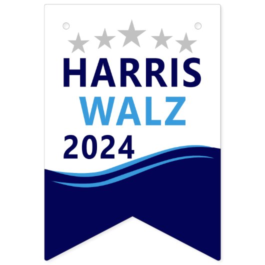 Harris Walz 2024 voor President Blue Wave Vlaggetjes (Eerste vlag)
