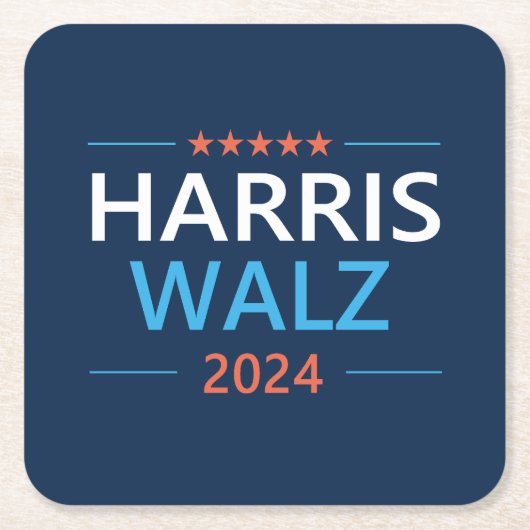 Harris Walz 2024 voor President Kartonnen Onderzetters (Voorkant)