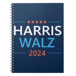 Harris Walz 2024 voor President Notitieboek
