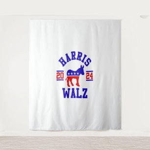 Harris Walz 2024 voor President Patriottische Demo Wandkleed