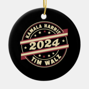 Harris Walz 2024 voor President Patriottische Kama Keramisch Ornament