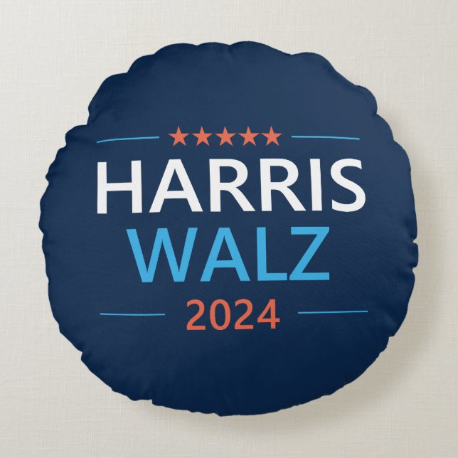Harris Walz 2024 voor President Rond Kussen (Voorkant)