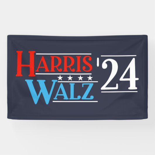 Harris Walz 2024 voor President Spandoek (Horizontaal)
