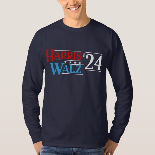 Harris Walz 2024 voor President T-shirt (Voorkant)