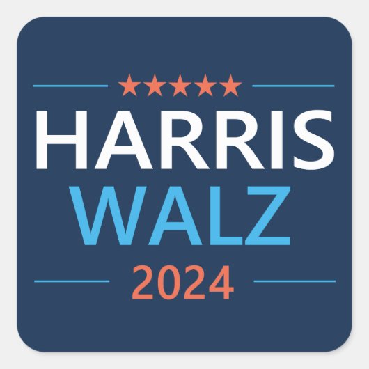 Harris Walz 2024 voor President Vierkante Sticker (Voorkant)
