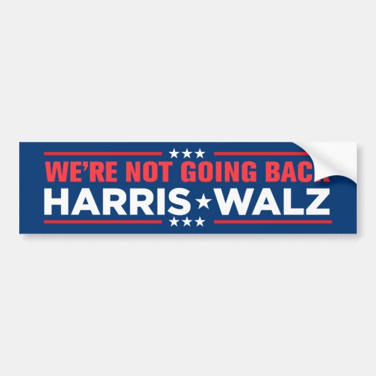 Harris Walz 2024 We gaan niet terug Bumpersticker (Voorkant)