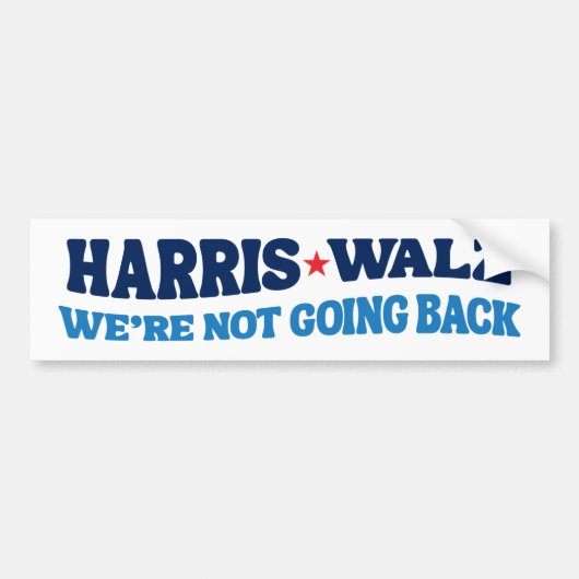 Harris Walz 2024 We gaan niet terug Retro Bumpersticker (Voorkant)