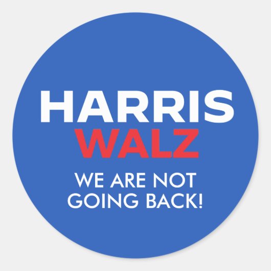 Harris Walz 2024 - We gaan niet terug Ronde Sticker (Voorkant)