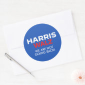 Harris Walz 2024 - We gaan niet terug Ronde Sticker (Envelop)