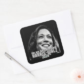 HARRIS-WALZ 2024 WE GAAN NIET TERUG VIERKANTE STICKER (Envelop)