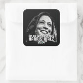 HARRIS-WALZ 2024 WE GAAN NIET TERUG VIERKANTE STICKER (Tas)