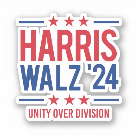 Harris Walz '24 - Eenheid over divisie Sticker (Voorkant)