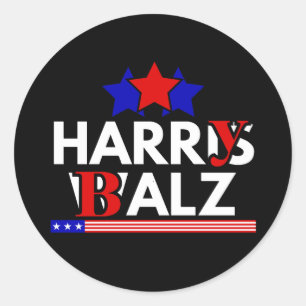Harris Walz 24 Harry Balz 2024 Meme Democraten Ronde Sticker