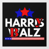 Harris Walz 24 Harry Balz 2024 Meme Democratics Raamsticker (Vel)