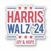 Harris Walz '24 - Hoop en vreugde Sticker (Voorkant)