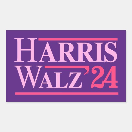 Harris Walz '24 Pink Rechthoekige Sticker (Voorkant)