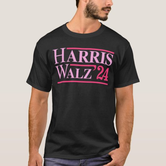 Harris Walz '24 Pink T-shirt (Voorkant)