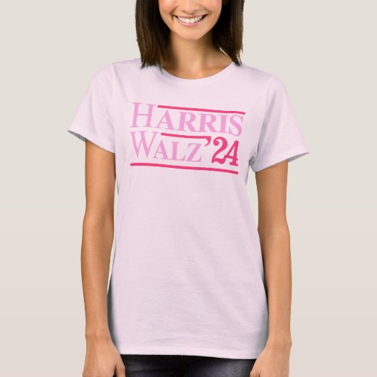 Harris Walz '24 Pink T-shirt (Voorkant)