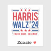 Harris Walz '24 - Waarheid Hoop Fatsoen Sticker (Vel)