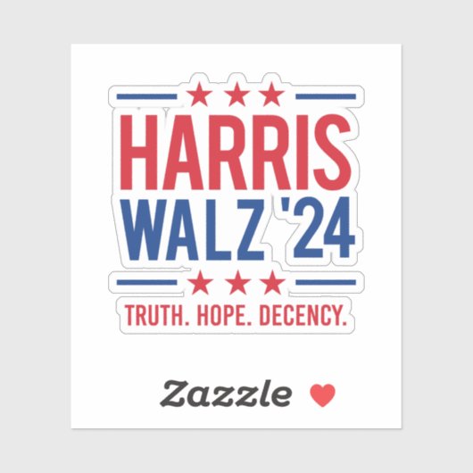 Harris Walz '24 - Waarheid Hoop Fatsoen Sticker (Vel)