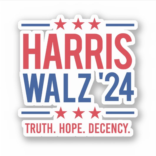 Harris Walz '24 - Waarheid Hoop Fatsoen Sticker (Voorkant)
