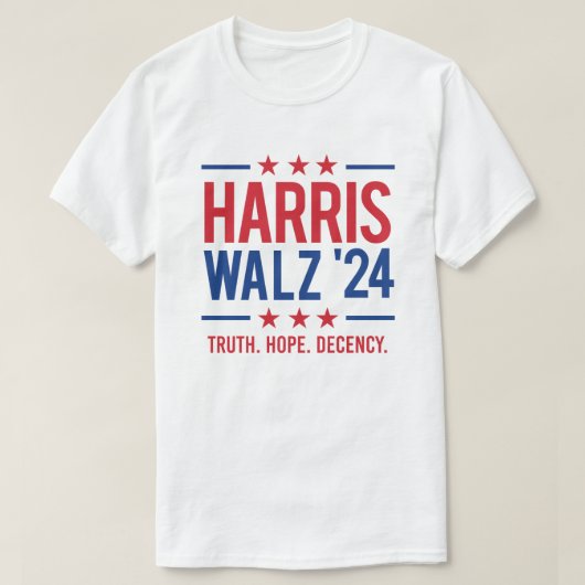 Harris Walz '24 - Waarheid Hoop Fatsoen T-shirt (Design voorkant)