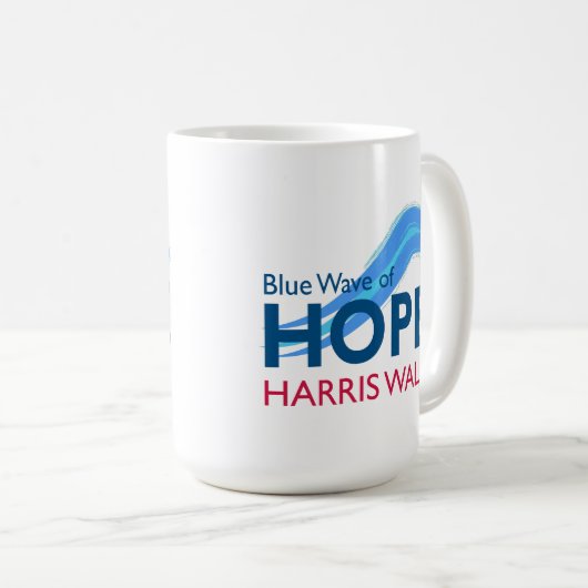 Harris Walz Blue Wave of Hope Koffiemok (Voorkant rechts)