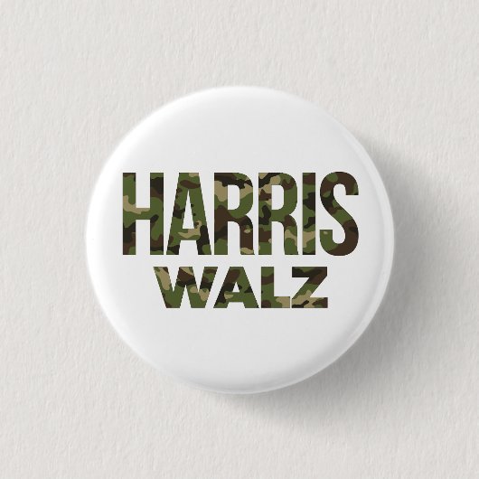 Harris Walz Camouflage 2024 Ronde Button 3,2 Cm (Voorkant)
