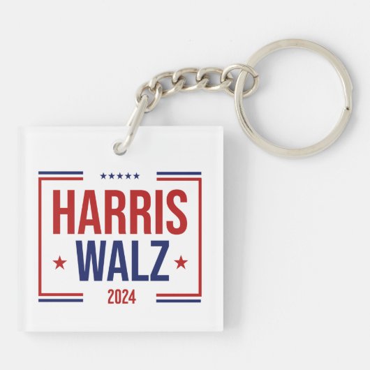 Harris Walz Campagne Verkiezing Acryl Sleutelhanger (Achterkant)