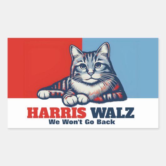 Harris Walz Campaign Rechthoekige Sticker (Voorkant)