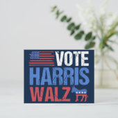 Harris Walz Democraat Donkey Amerikaanse vlag Briefkaart (Staand voorkant)