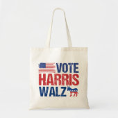Harris Walz Democraat Donkey Amerikaanse vlag Tote Bag (Voorkant)