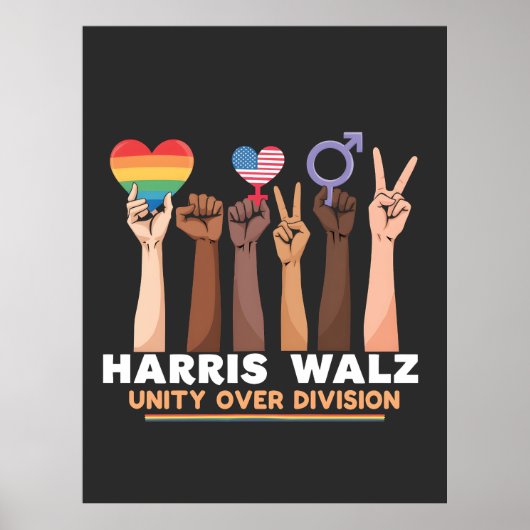 Harris Walz Eenheid over de verdeling van de vrede Poster (Voorkant)