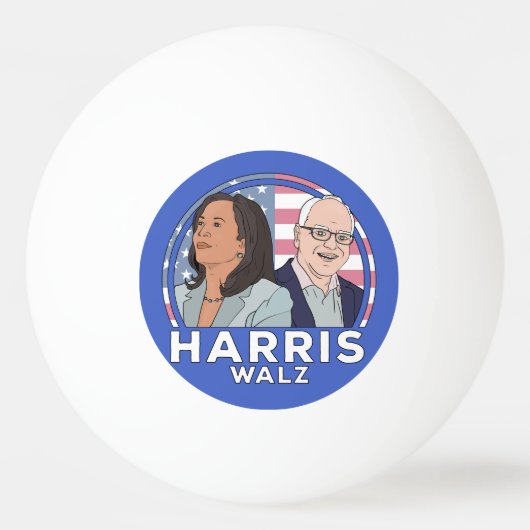 Harris Walz Election Pingpongbal (Voorkant)