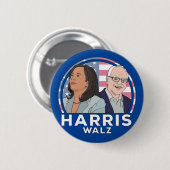 Harris Walz Election Ronde Button 5,7 Cm (Voorkant /achterkant)