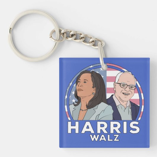 Harris Walz Election Sleutelhanger (voorkant)