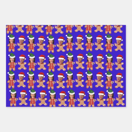 Harris Walz Face Gingerbread Kerstcadeau Inpakpapier Vel (Voorkant 3)