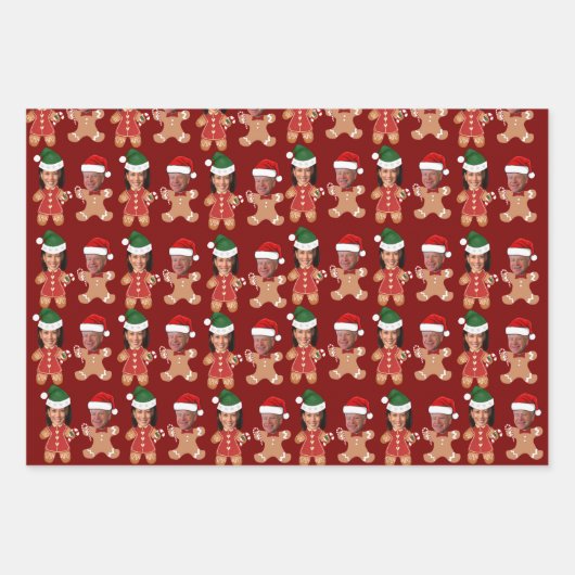 Harris Walz Face Gingerbread Kerstcadeau Inpakpapier Vel (Voorkant)