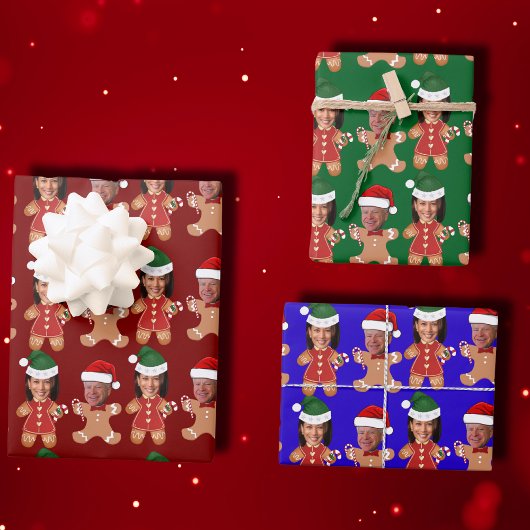 Harris Walz Face Gingerbread Kerstcadeau Inpakpapier Vel