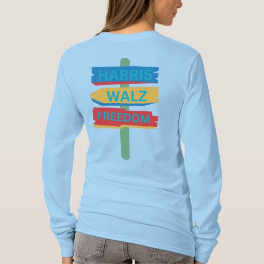 Harris Walz Freedom Beach-bord T-shirt (Achterkant)