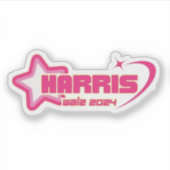 Harris Walz Girly Pink Stars and Hearts President Sticker (Voorkant)
