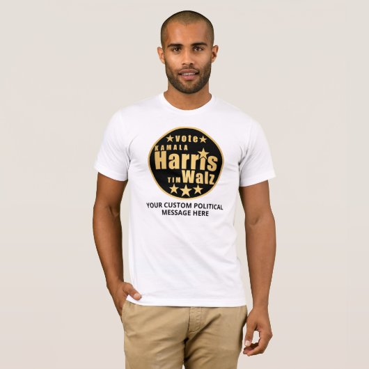 Harris Walz Gold Cool Custom Politieke Verkiezinge T-shirt (Voorkant volledig)