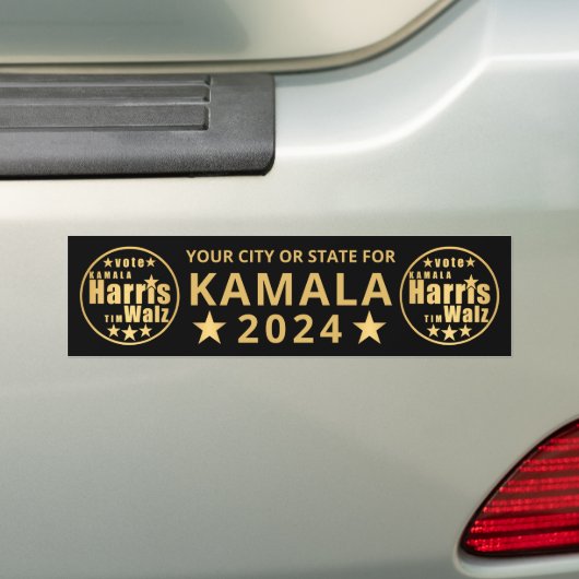 Harris Walz Gouden Verkiezing Gepersonaliseerd Pol Bumpersticker (Op auto)